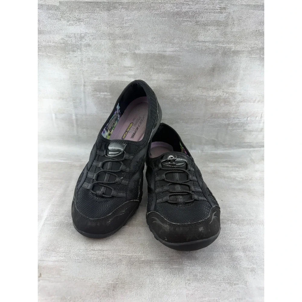 Skechers Relaxed Fit Memory Foam Black Bungee Slip On Shoes 23030TX Women Sz 8.5